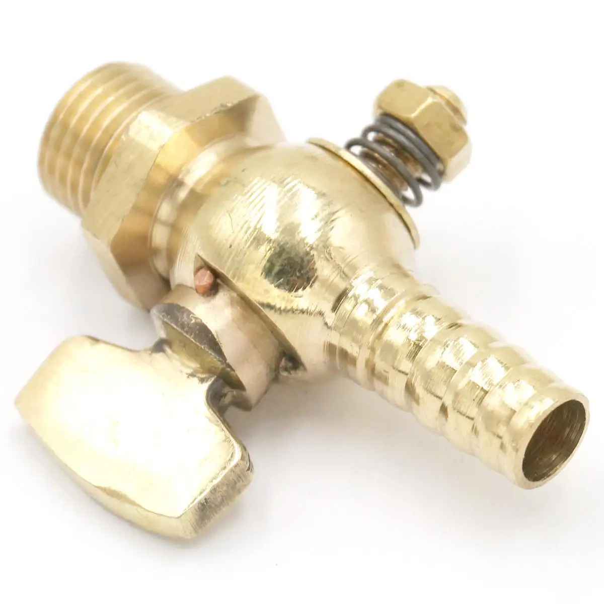 

1/8" 1/4" 3/8" 1/2" BSP male Thread to 8mm 10mm I/D Hose Barb Brass Drain petcock Shut Off Valve for Fuel Gas Oil Air 0.8Mpa