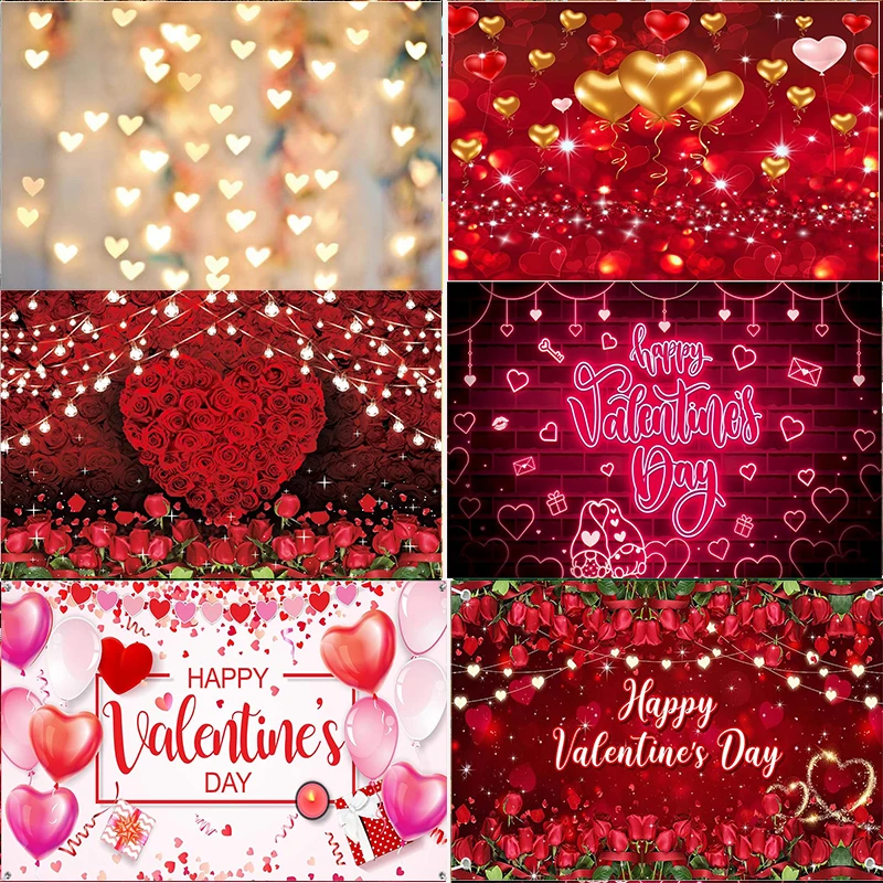 

Red Love Heart Rose Backdrop Mother' Day Valentine's Day Photography Background Shower Birthday Party Decoration Banner