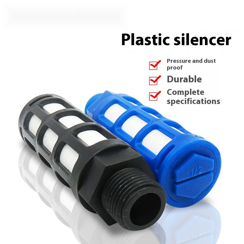 Pneumatic Hand Valve with Quick Connect Plug Air Silencer Plastic Exhaust Muffler for PSL 1/8 1/4 3/8 1/2