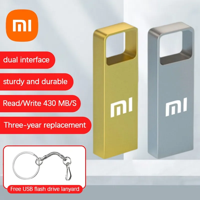 

Портативный флеш-накопитель XIAOMI USB 3,1, флэш-накопитель на 1 ТБ, флеш-накопитель на 512 ГБ, высокоскоростной металлический USB-накопитель, подходит для ПК и телефона