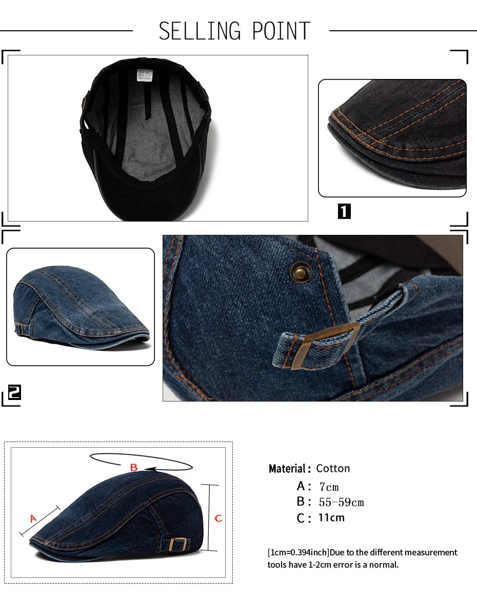CNTANG Herren Jean Berets Sommer Newsboy Hüte Für Frauen Casual Einfarbig Retro Literarische Vorwärts Kappe Schirmmütze Maler Caps Boina – Detail 3