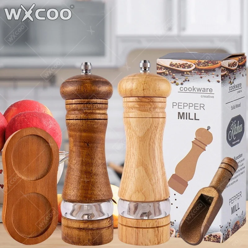 Molinillo de Pimienta Manual WXCOO, Molinillo de Especias de Madera Maciza para Cocina, Herramienta Multiusos para Especias, Molinillos de Sal y Pimienta