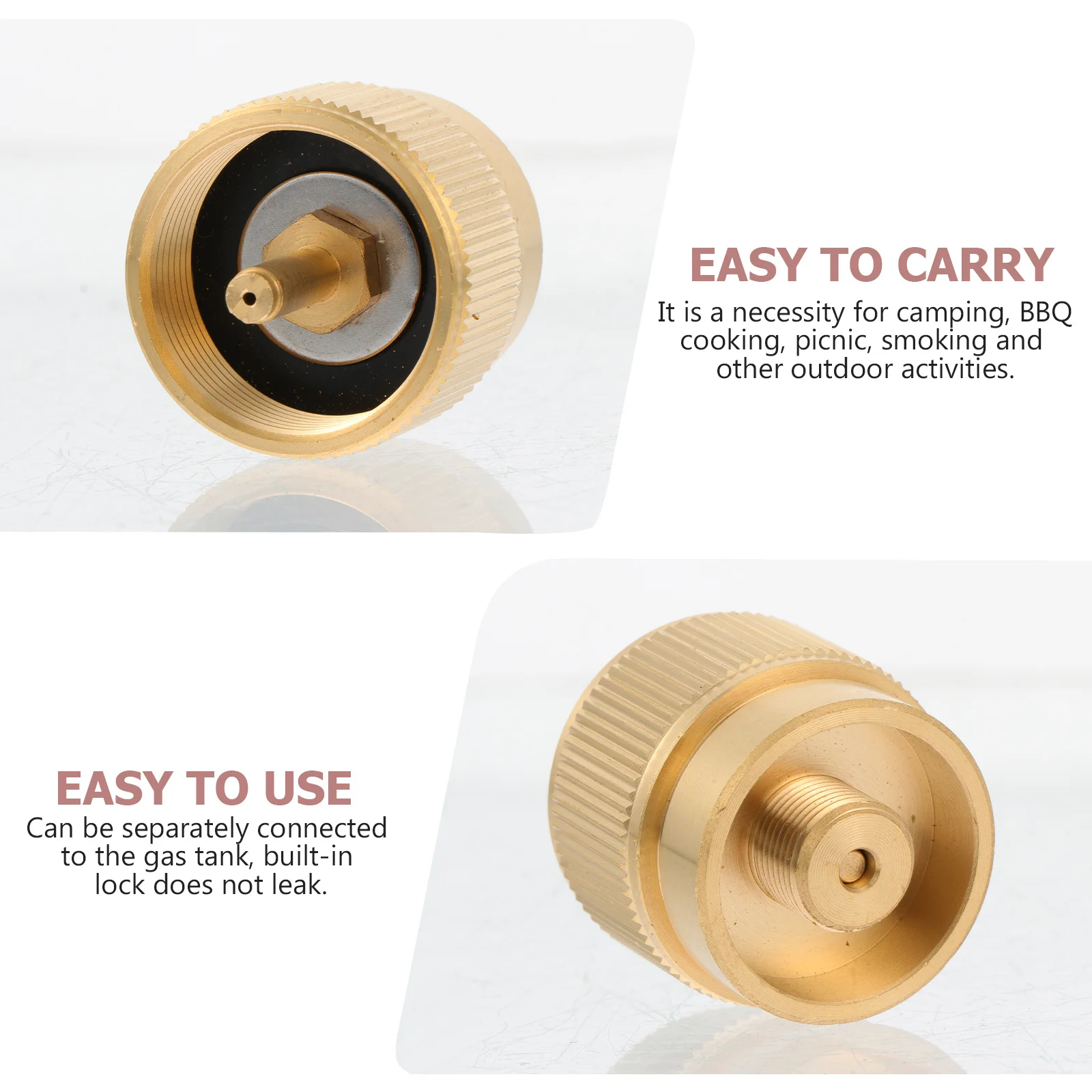 

Professional Gas Tank Adapter Portable Propane Converter Copper Camping Accessory Durable Practical Outdoor Bbq Cooking Picnic