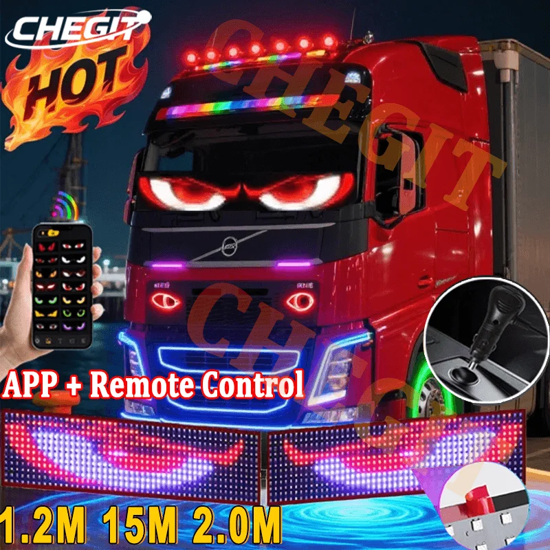 

Big Screen Devil's Eye Truck Windshield Scrolling Advertising LED Car Sign RGB DIY App Control LED Panel Flexible Display Light