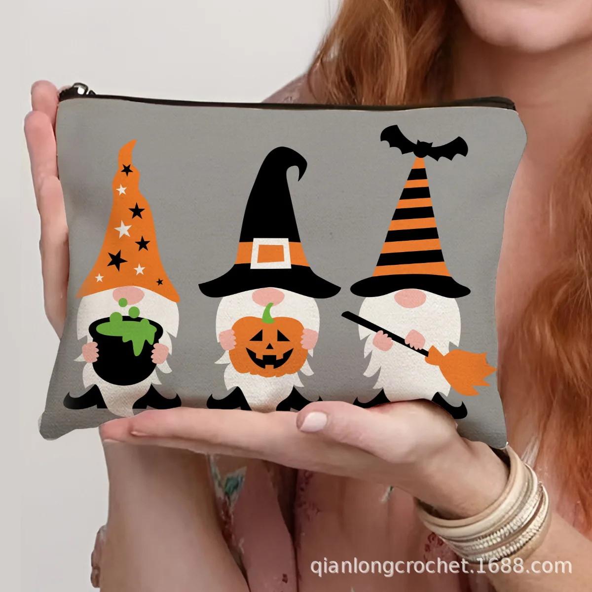 حقيبة مكياج عصرية بسحاب قابلة للتخصيص لمستحضرات التجميل، مقلمة لتنظيم حمل اليد، حقيبة مكياج