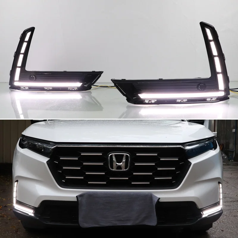 

Car Daytime Running Lights For Honda CR-V CRV 2023 12V LED Daylights Yellow Turn Signal DRL Auto Stylish Fog Lamp