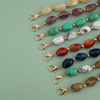 2PCS Updating Color Super Chic Lady Resin Colored Stone Handbag Strap Girls Fashion Big Size FashionBead Wristlet Purse Bag Belt