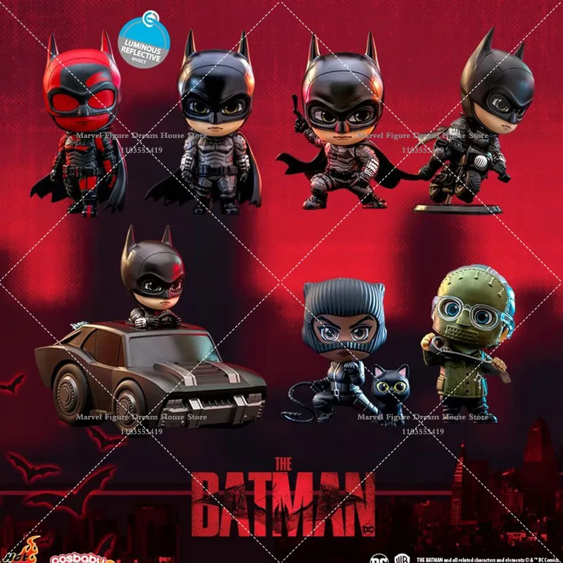 Original Hot Toys COSBABY Mini Collectible DC Batman Catwoman Riddler 9-12.5cm Action Figure Doll Hobby Decorative Ornament