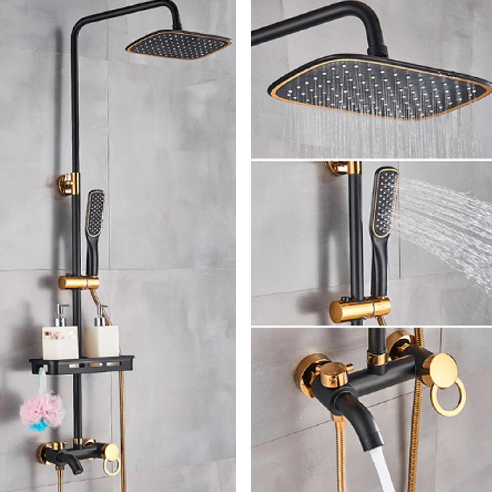 

Golden Shower Head – Adjustable Height, Leak-proof, High-Quality Brass, Hot & Cold Use