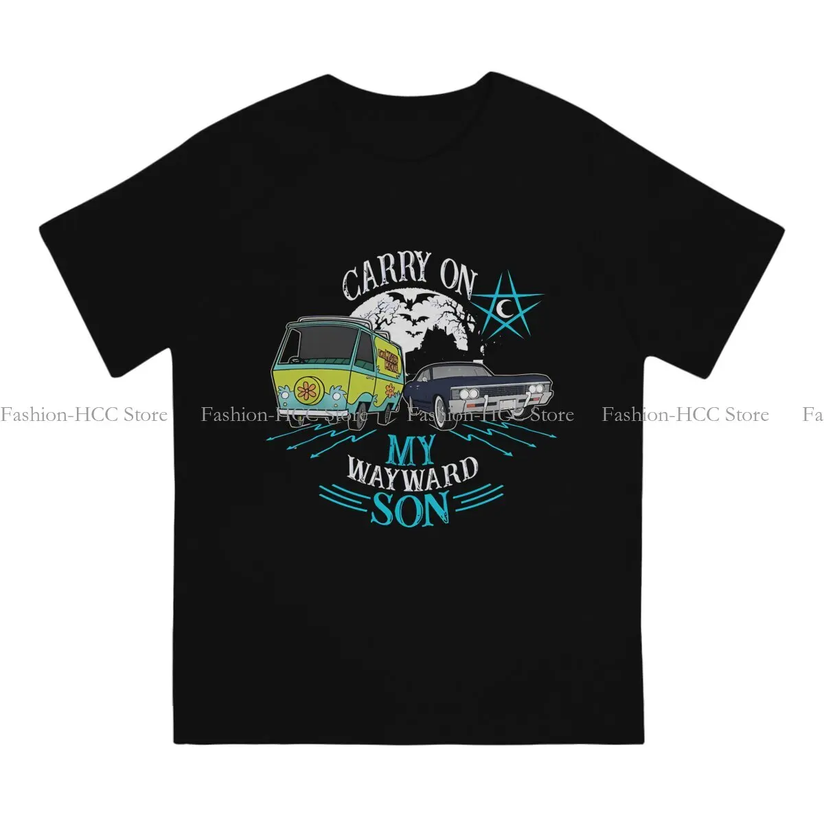 Carry On My Wayward Son (2) Round Collar TShirt Dean Winchester Supernatural Original Polyester T Shirt Men Clothes Fashion