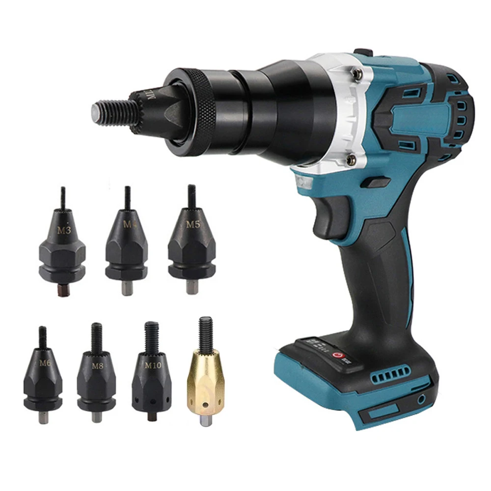 

Powerful Brushless Electric Rivet Gun Machine Kit Rechargeable Automatic Rivet Nut Gun Riveting Tool Riveter Head M3-M12