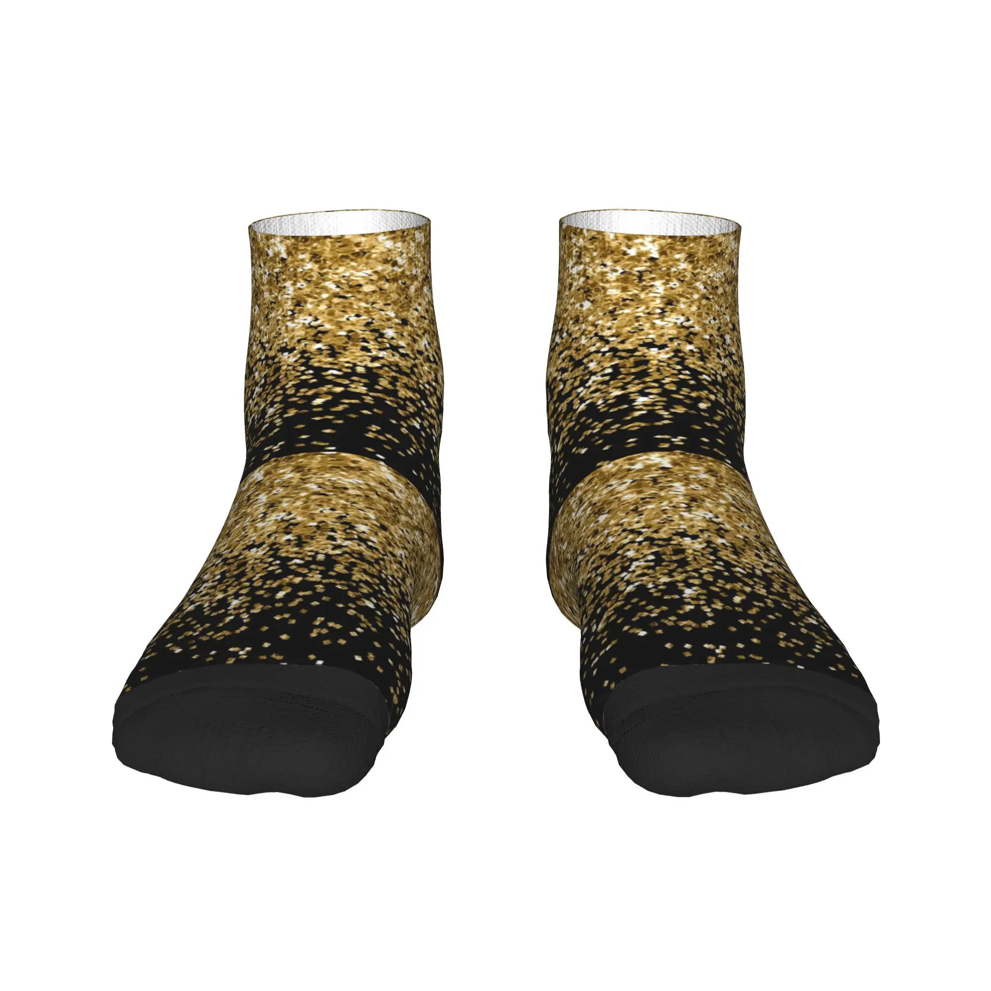 

Черно-золотые носки с блестящим узором, чулки высокого качества в стиле Харадзюку, всесезонные носки, аксессуары для унисекс, рождественские подарки