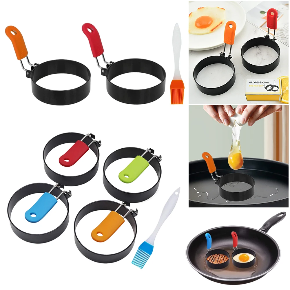 2/4 Pcs Egg Cooking Rings Thickened Pancake Mold Nonstick Round Pancake Mold Kitchen Omelet Mold for Frying Eggs Cooking Ring