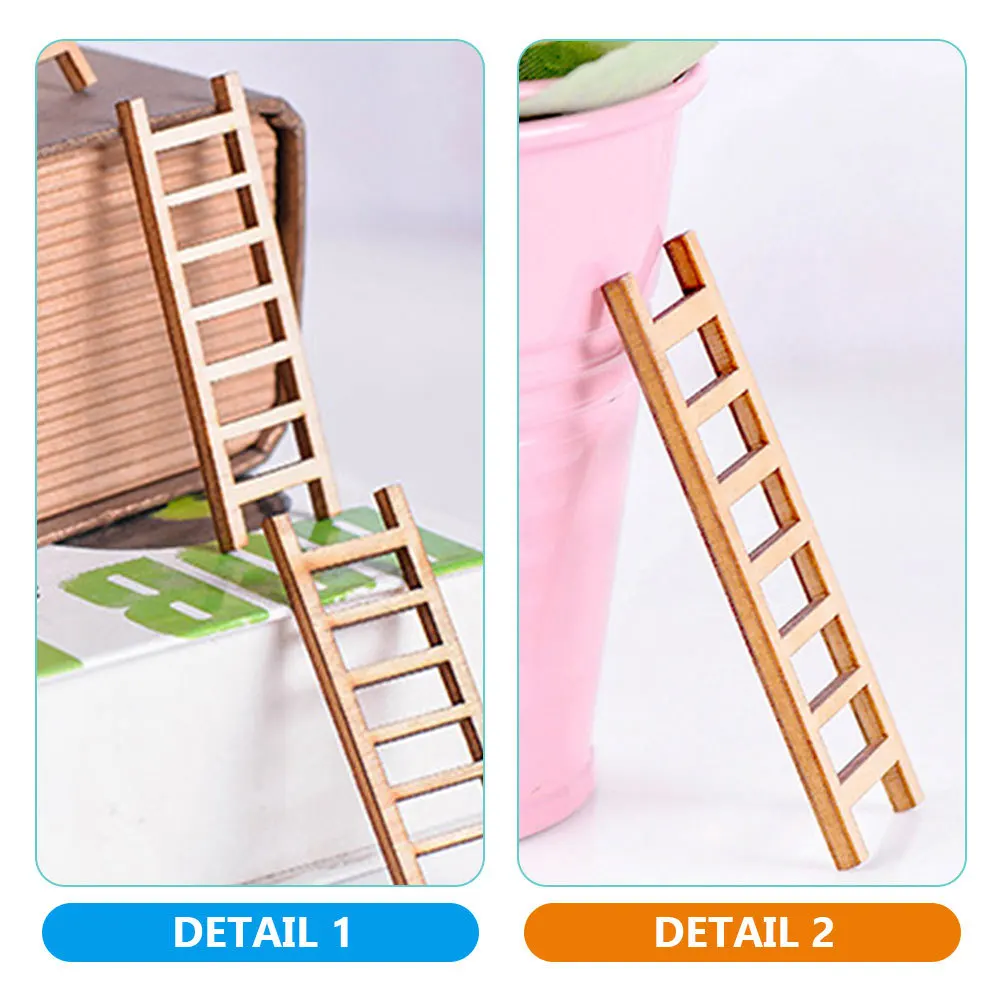 

10Pcs Miniature Wood Ladders Micro Landscape Decorations Mini House Accessories Simulation Landscape Ladder Mini House Ladders