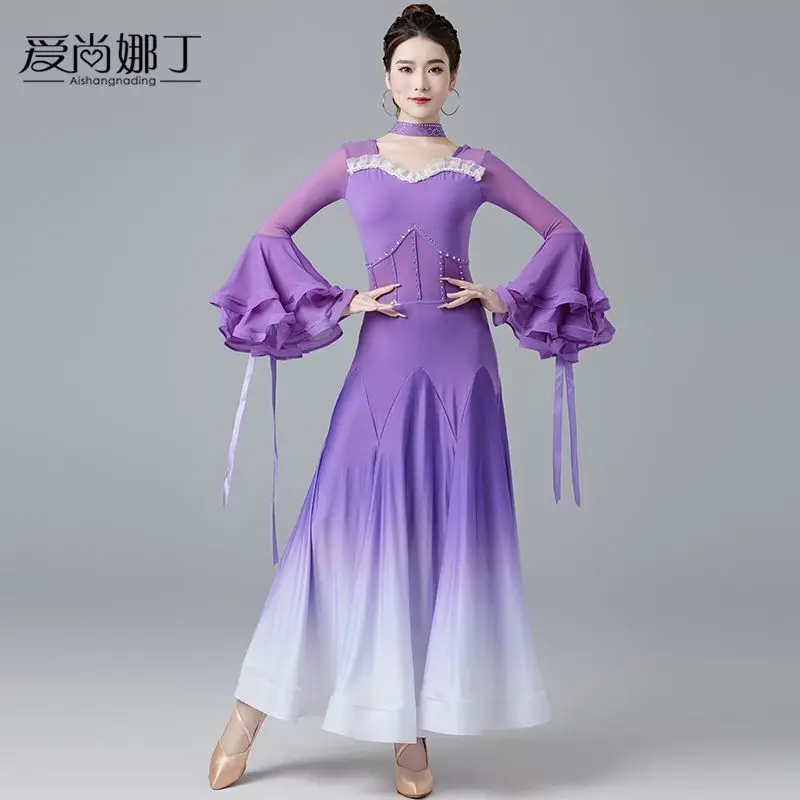 Modern Dance Skirt New National Standard Waltz International Fashion Competition Performance with Large Swing Gradient Dress