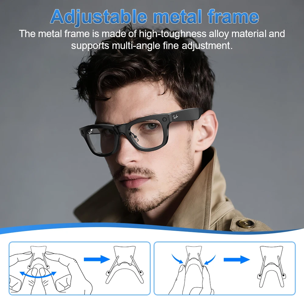 HiBloks Podkładki pod nos do okularów Ray-Ban Meta & GEN2 RW4012/RW4006/RW4008, dzielone, antypoślizgowe, akcesoria do inteligentnych okularów — zdjęcie produktu 4