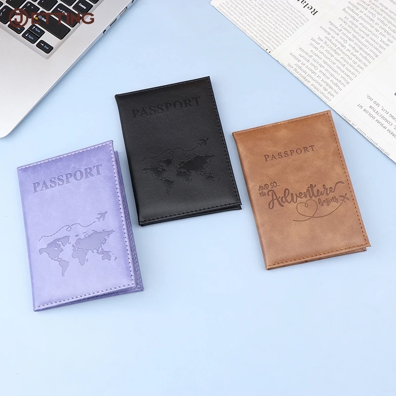 1PCS PU Leather Card Case Cover Unisex New Simple Fashion Passport Cover World Thin Slim Travel Passport Holder Wallet Gift