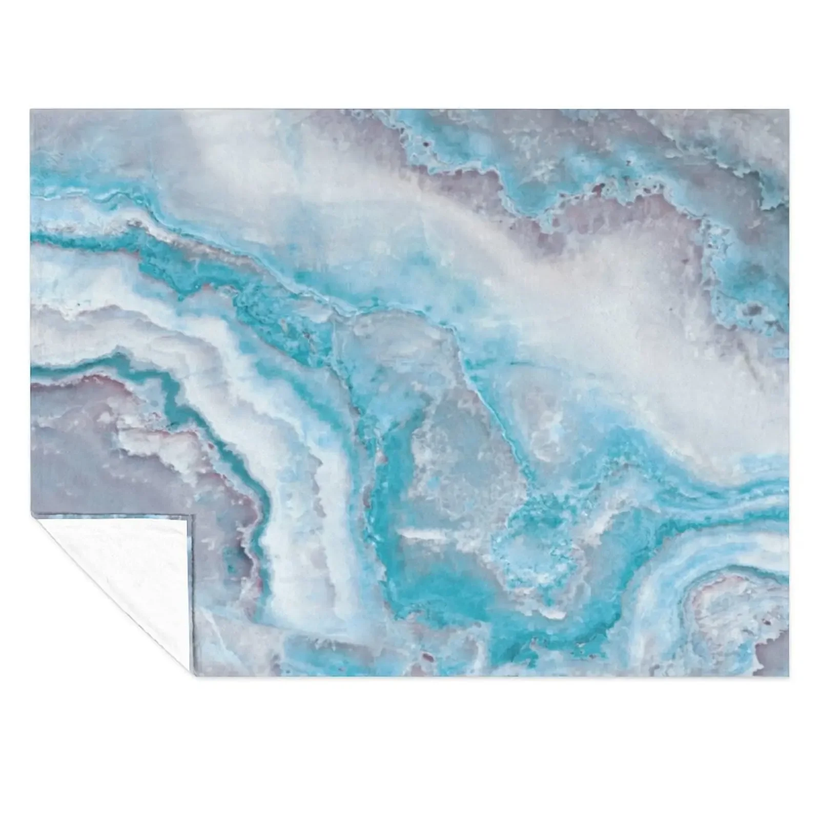 

Luxury Mermaid Blue Faux Agate Marble Geode Gem Throw Blanket Picnic Personalized Gift valentine gift ideas bed plaid Blankets