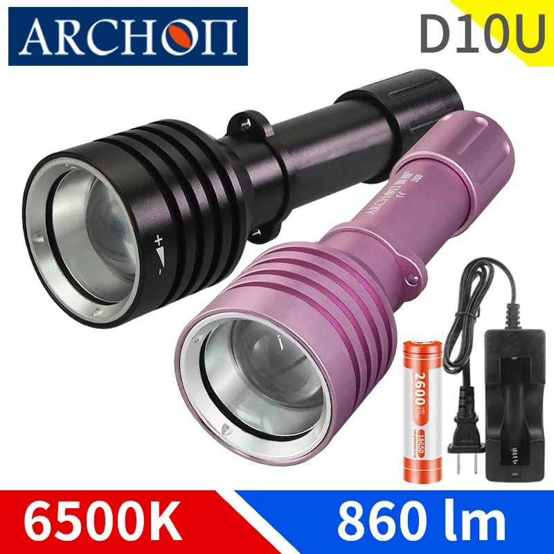 

ARCHON D10U Zoom diving flashlight Scuba dive torch Underwater waterproof 60m dive torch diving light flashlight 18650 battery