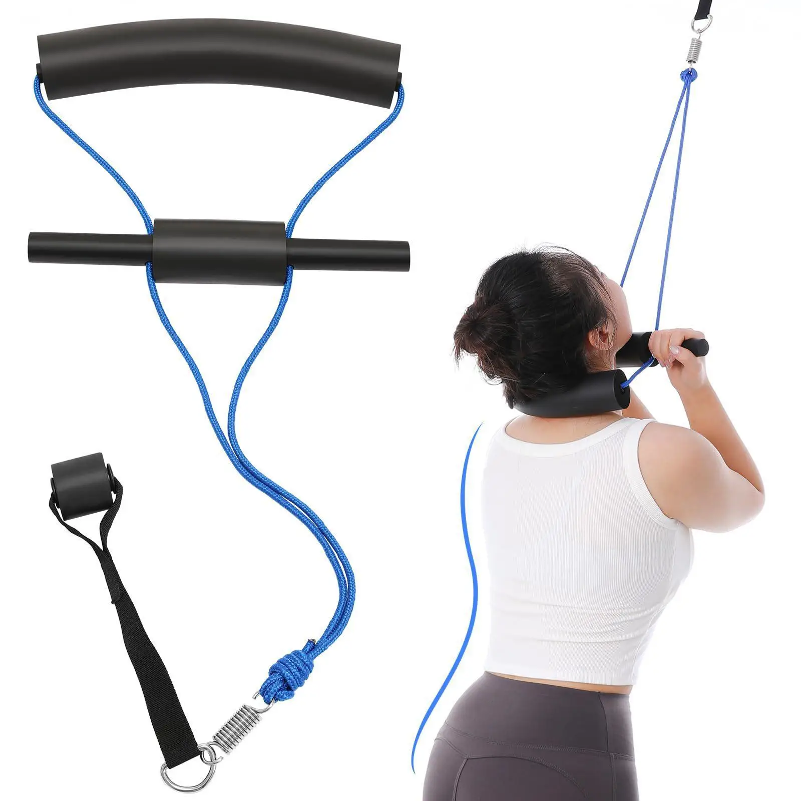 Dispositivo de tracción para el cuello Cervical, correa ligera para el cuello con mango, correa elástica ergonómica multiusos para hamaca de oficina en casa