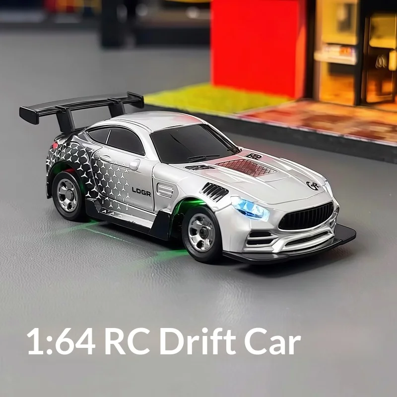 1:64rc リモートコントロールカー高速四輪駆動ドリフトカーデスクトップおもちゃレーシングカー LED ライト子供のおもちゃギフト