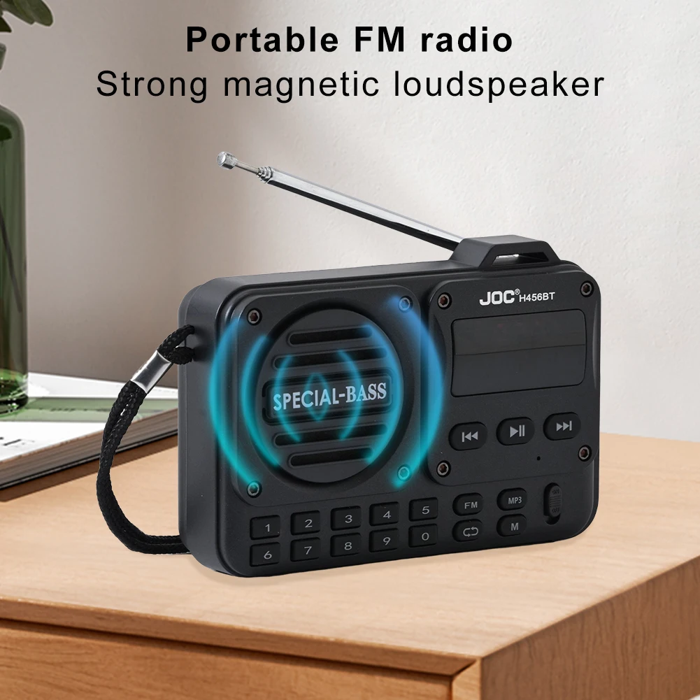 Digital FM Radio Portable High Sensitivity Radio Recorder BT 5.4 Radio Speaker Receiver Alarm with LED Display for Seniors Elder