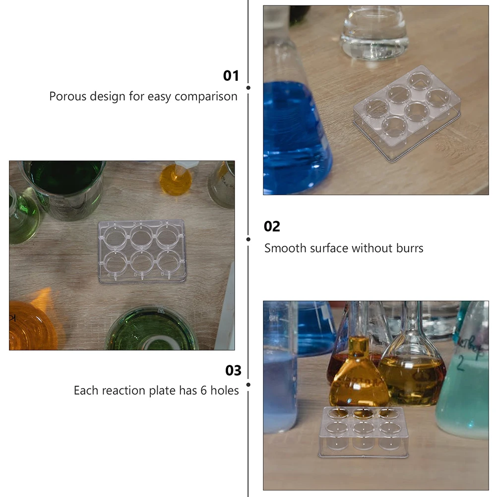

10pcs Reaction Plates Plastic Boards 6 holes Easy Identification Test Tube Beaker Storage Bottle Colorimetric Tube Lab Supplies