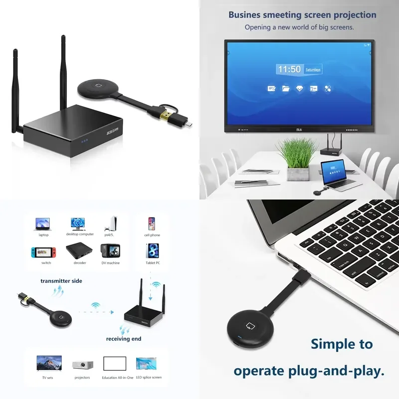 Wireless HD Conference Collaboration Transmitter And Receiver 1080P Wireless Screen Sharing Device For Presentation Systems
