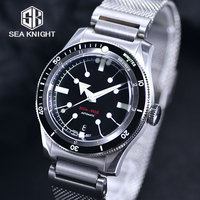 SEA KNIGHT Men NH35A Automatic Watch 200M Waterproof C3 Luminous 316L Steel Mesh Belt Sapphire Crystal Mechanical Diving Watch