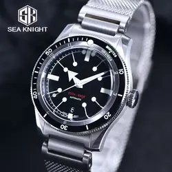 SEA KNIGHT Men NH35A Automatic Watch 200M Waterproof C3 Luminous 316L Steel Mesh Belt Sapphire Crystal Mechanical Diving Watch