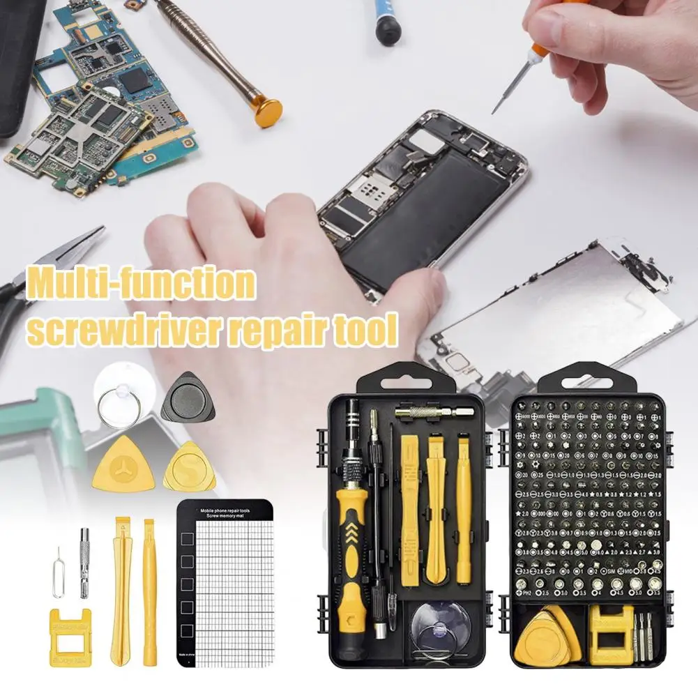 

Screwdriver Kit 122 in 1 Anti-Static Handles Magnetic Screwdriver Bits with Chrome-Vanadium Steel Bits Demagnetizer Tool