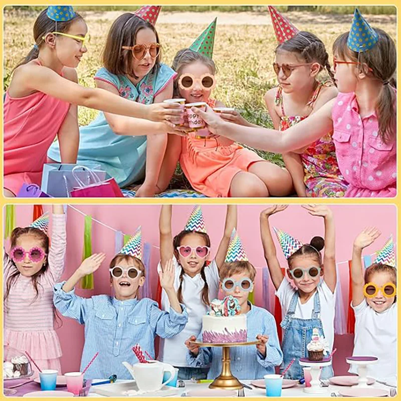 16-100Pcs Children's Sunglasses Party Favors Birthday Kids Flower Round Heart Shaped Sun Glasses Girls Boys Beach Party Gifts