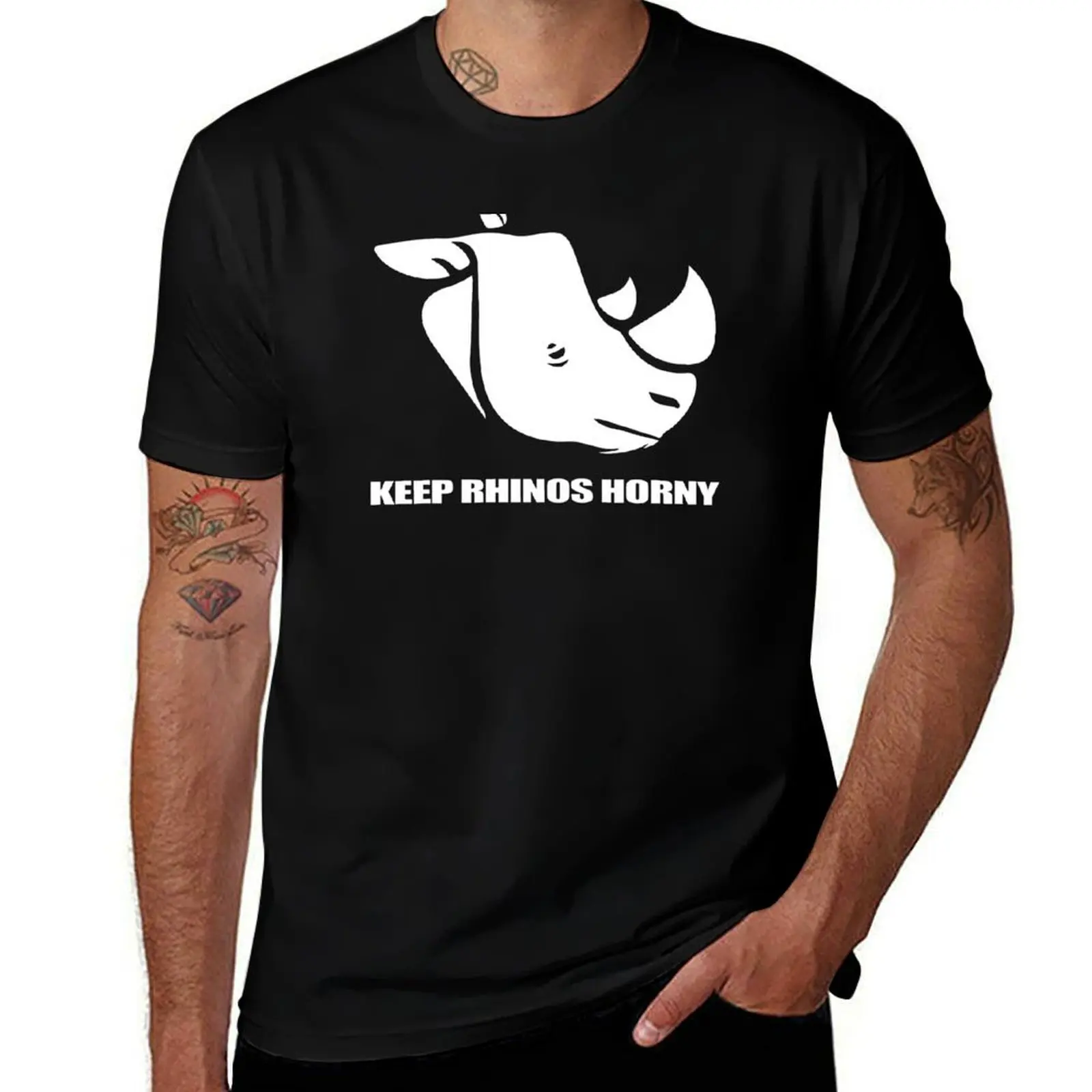 

Keep Rhinos Horny T-Shirt cotton t shirt pack mens graphic t shirts T-Shirt