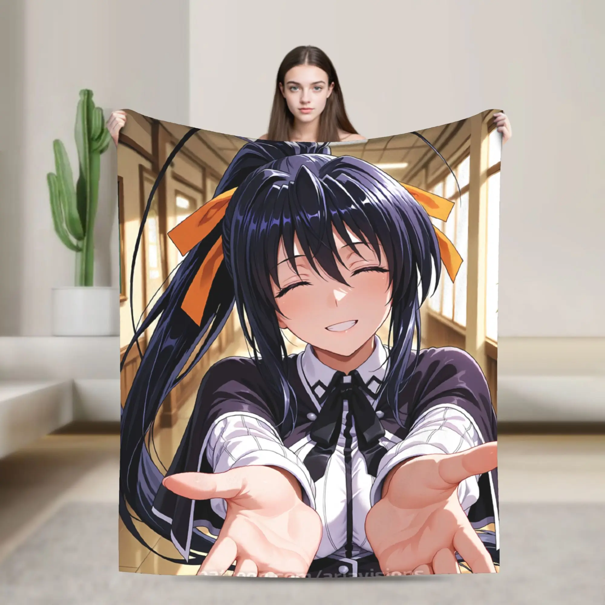 High School DxD  Flannel Blankets Winter Super Soft Throw Blanket for Children Living Room Street Trend Bedspread Sofa Bed Cover