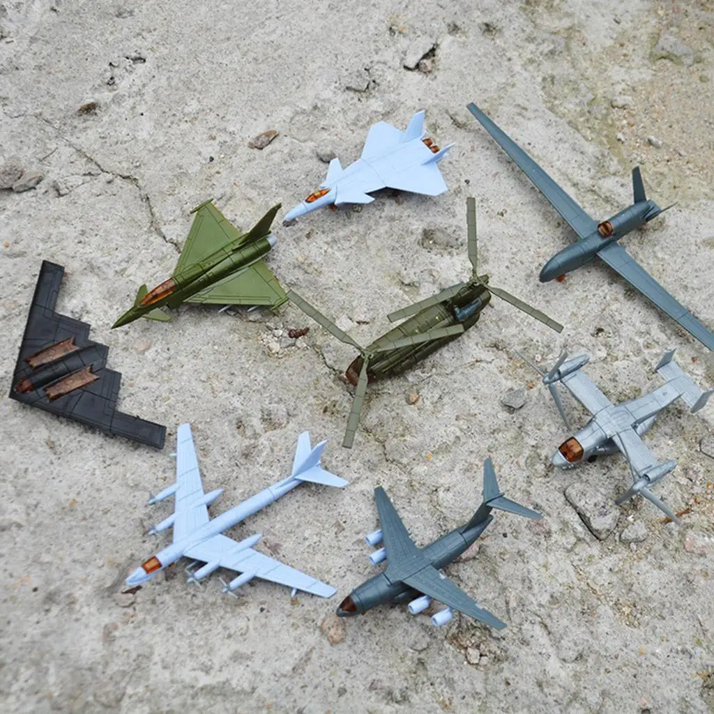 8 PCS Crafts 4D Modern Aircraft Fighter Puzzle Model Miniature Building Set