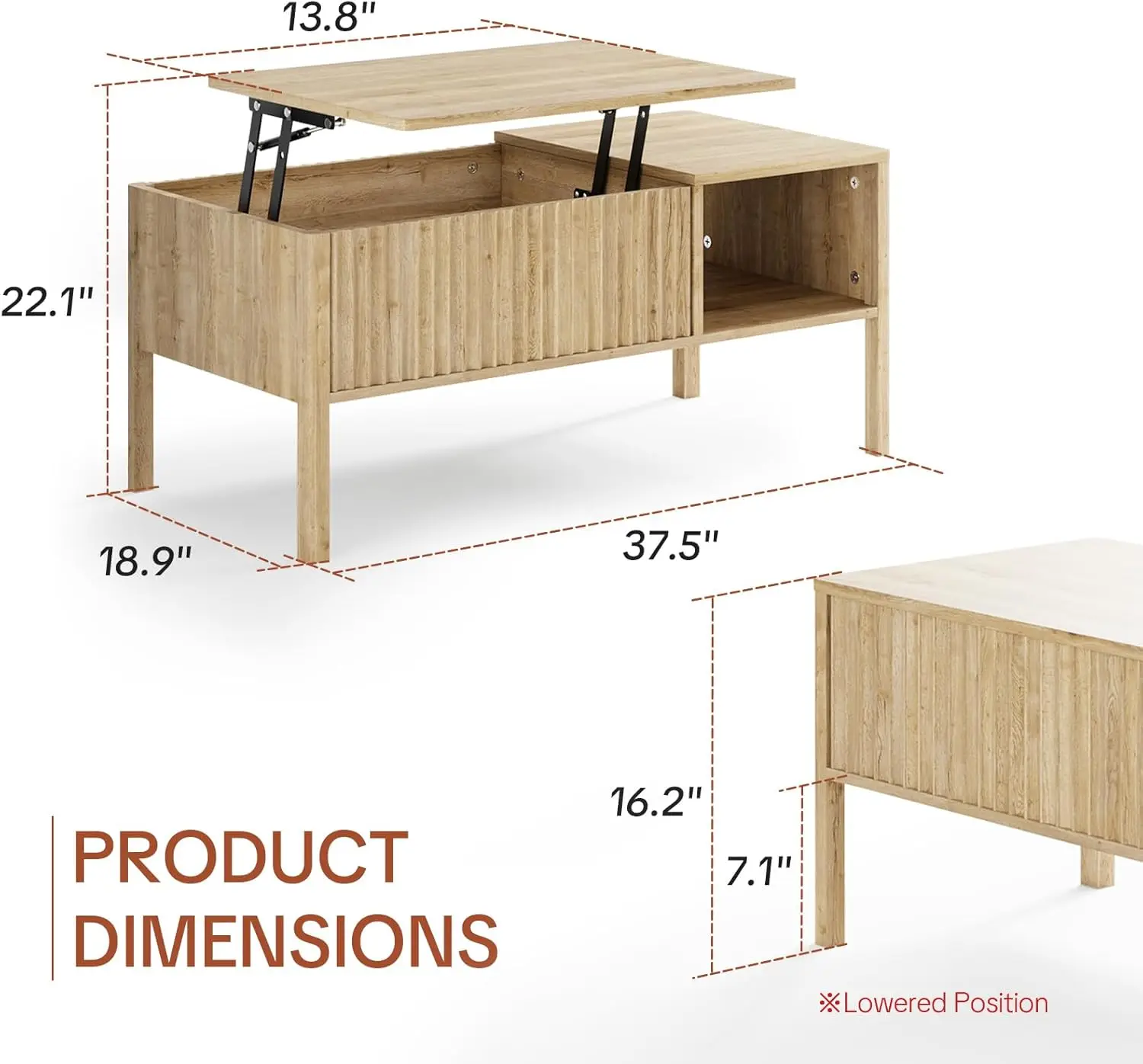 Журнальный столик с подъемным верхом и местом для хранения вещей, современный журнальный столик середины века для гостиной, гладкий гидравлический подъемник, большая вместимость