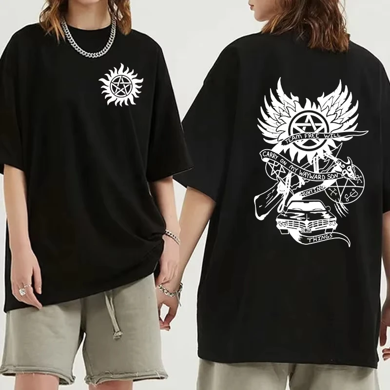 

New Fuuny Supernatural Printed Unisex Men's and Women's Fashion Short Sleeve Personality Casual Summer Tops Tees