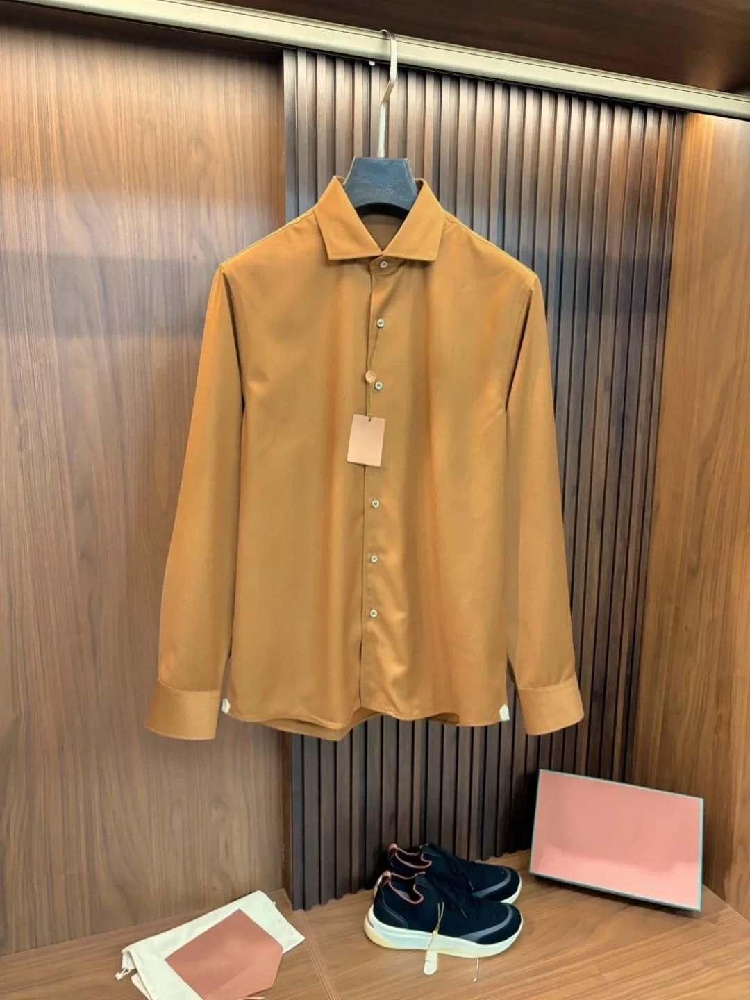 

Wool Cotton Blend Men's irt Casual Long Sve Busin Casual Faion Urban Sle Middle-Aged And ly Suitable