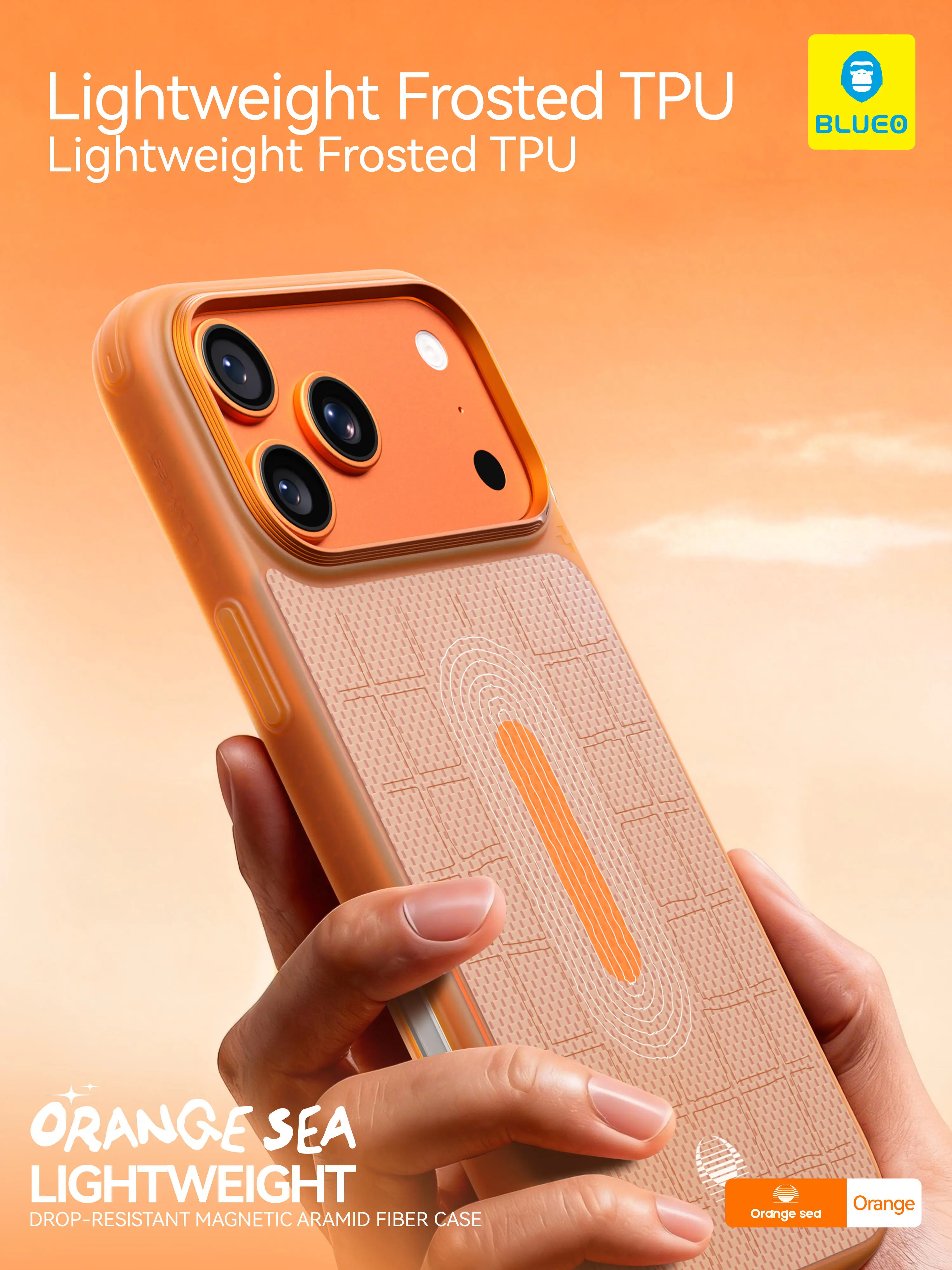 Blueo For Iphone 17 pro max Case Sea Lightweight Drop-Resistant Magnetic Aramid Fiber Case For Iphone 17 pro Case