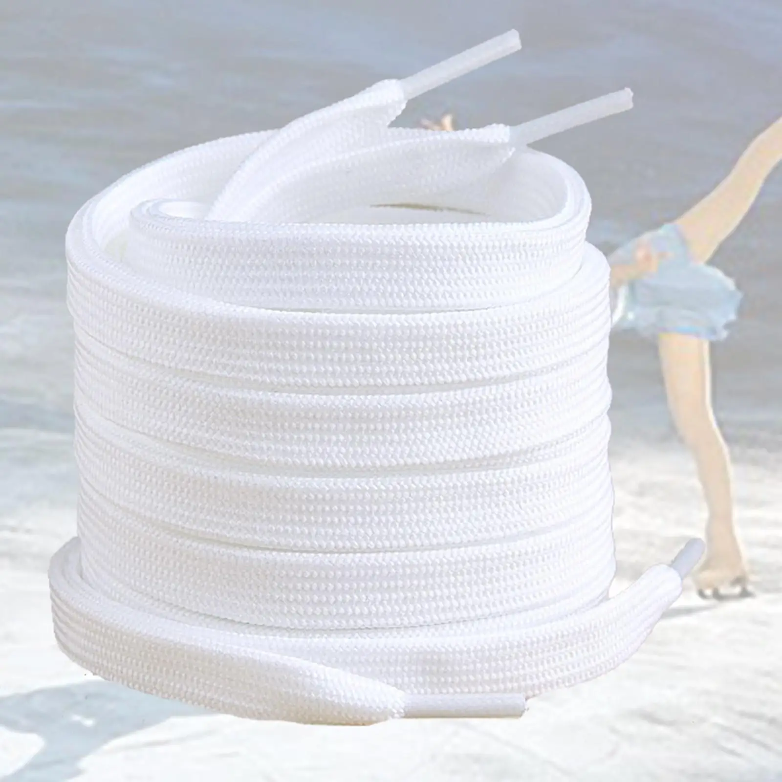 White Polyester Hockey Skate Laces Narrow Boots Shoelaces Inline Skates Accessories for Kids Adults