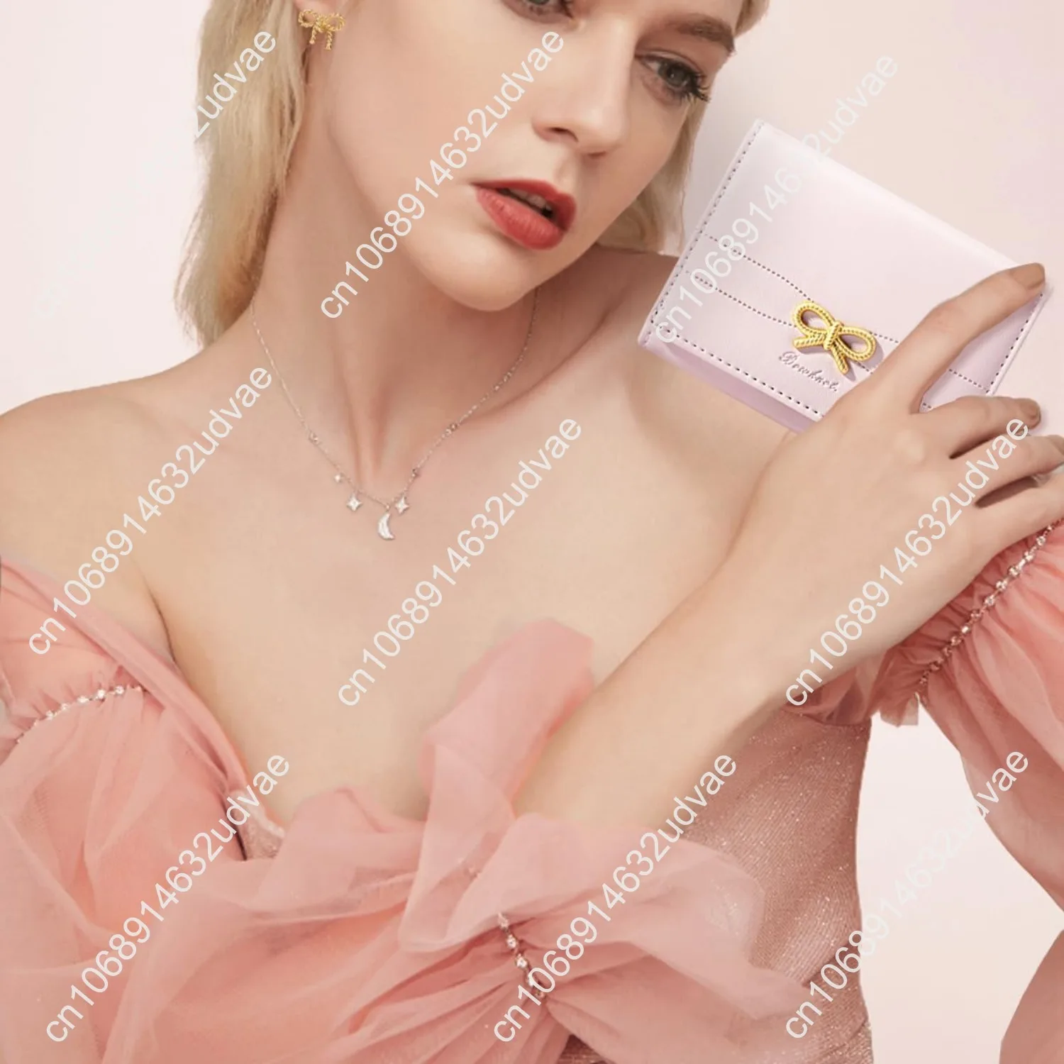 Sunwel Fashion Wallets Girls Cute Coquette Bow Small Wallet Aesthetic Card Holder ID Window Purse for Women (PINK)