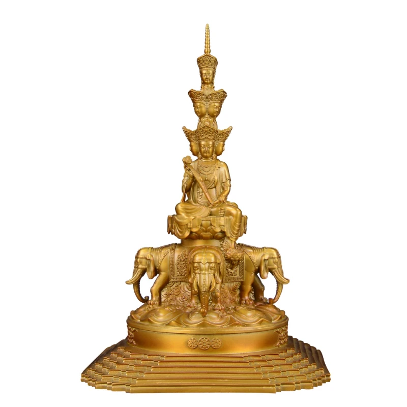LTT Shifang Puxian Bodhisattva statue ornament, pure copper four-sided Buddha statue ornament.