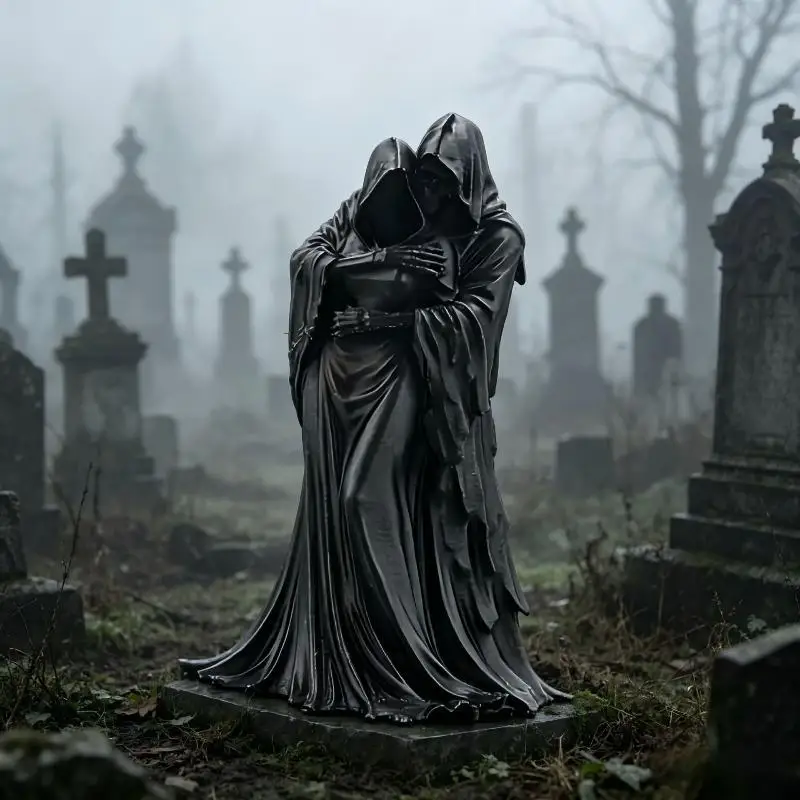3D Printed Grim Reaper Hugging Couple Statue Exquisite Detail Gothic Design Perfect Halloween Desktop Decor