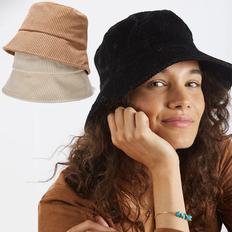 Bucket Hat Women Men Corduroy Fisherman Hats designer Retro Fashion Autumn Winter Hat Flat Bottom Bob Gorros Hip Hop Panama caps