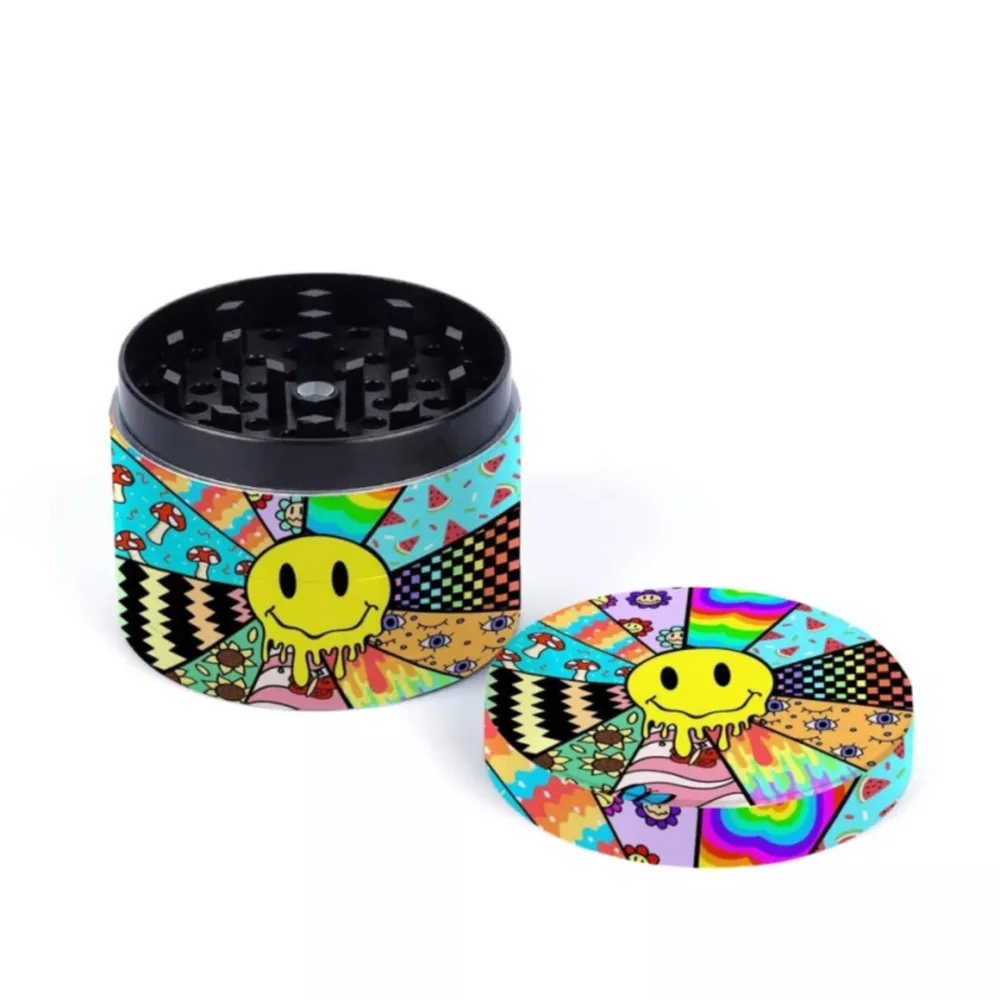 2 Pack Cute Smiley Face Herb Grinder Rolling Tray Combo