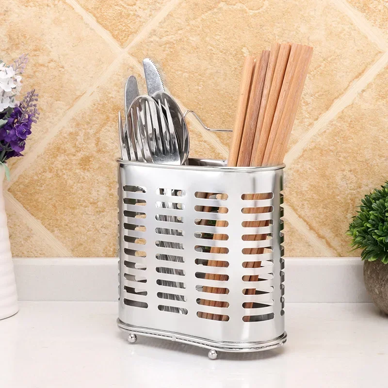 Stainless Steel Chopsticks Cage Multi-function Drain Water Storage Rack Hollow Cutlery Drainer Spoon Fork Knife Shelf Holder