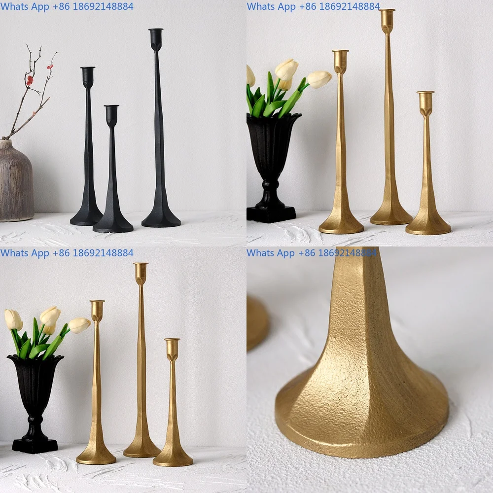 

Black Cast Iron Candle Holder for Living Room Decorative Tall Candlestick for Home and Guesthouse Decoration