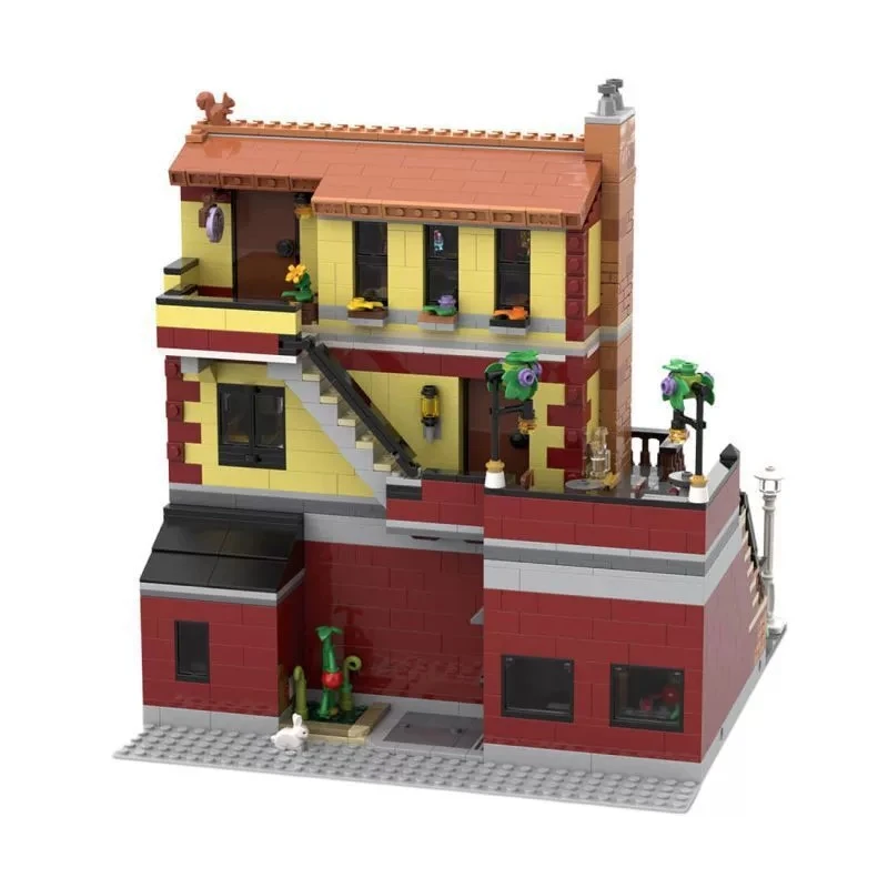 European Style Vintage Town House Building Block Toy With Red Brick Facade And Arched Windows Interlocking Brick Set For Adult