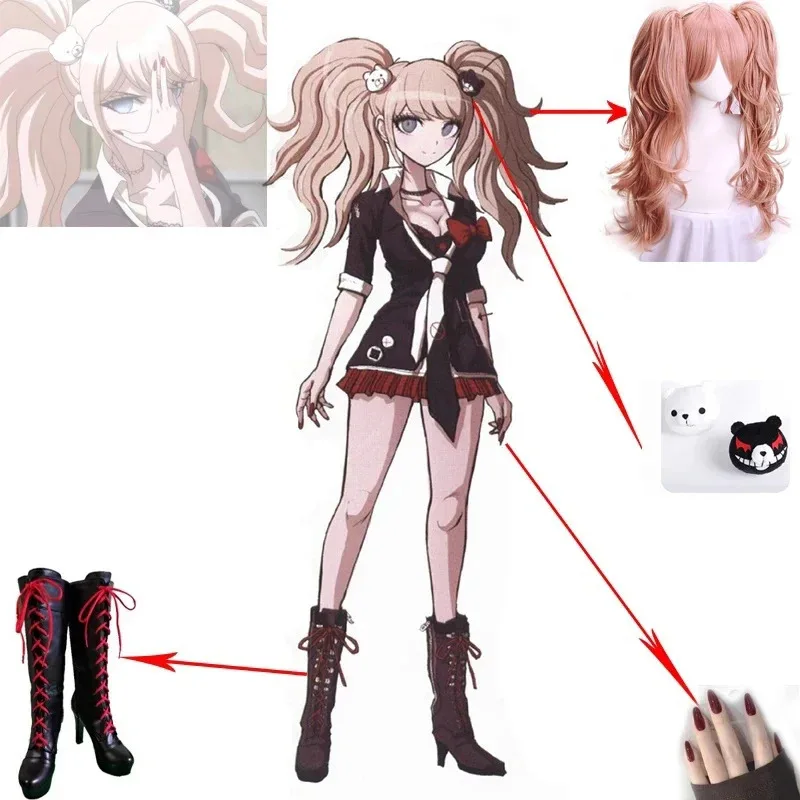 

25COSDanganronpa Косплей Аниме Junko Enoshima Emboitement Inushio Kimuchi Dangan Ronpa Trigger Happy Havoc Косплей Костюм