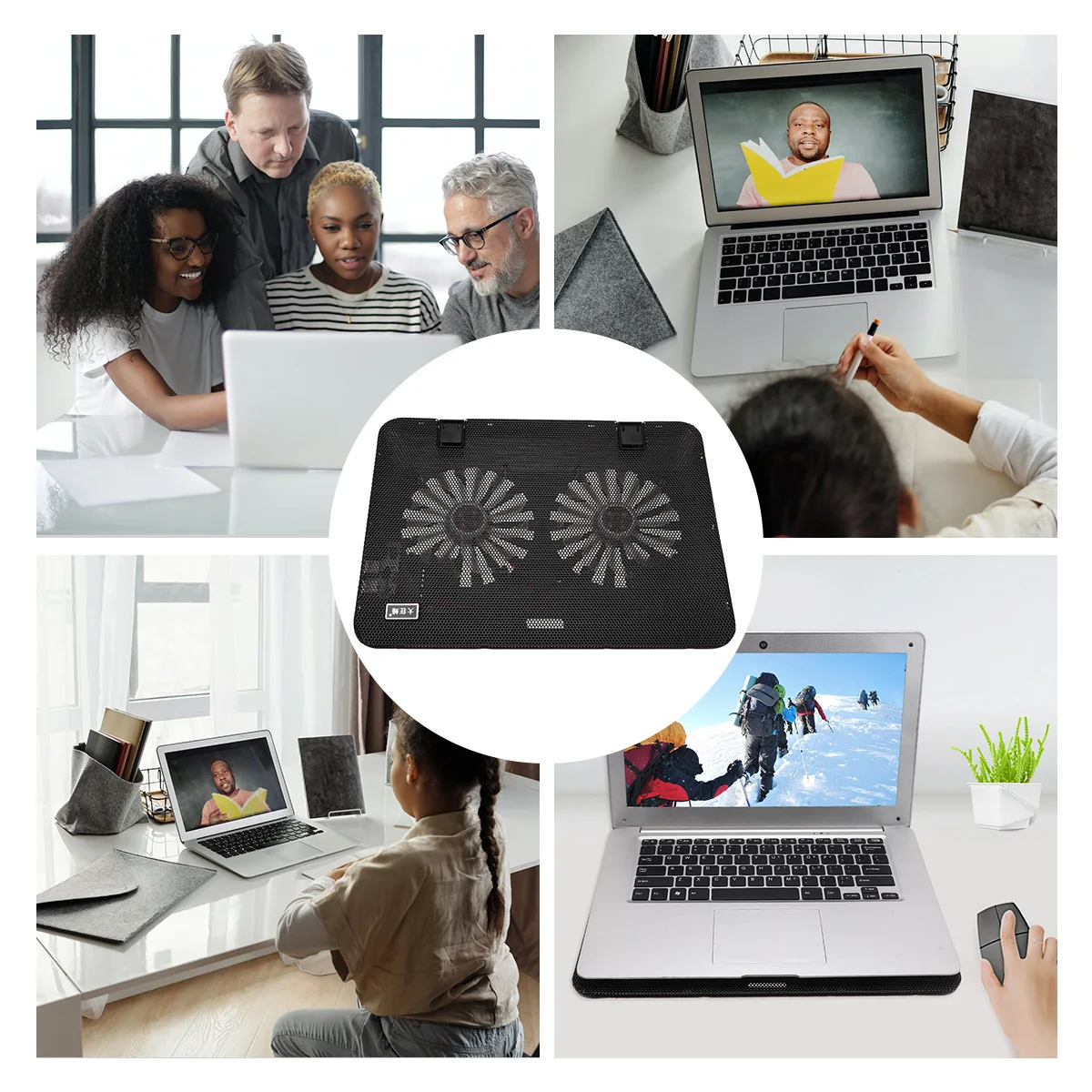 

Laptop Cooling Pad Heat Dissipation St Notebook Computer Holder Fan Function Premium ABS Metal Mesh Net Comfortable Typing Angle